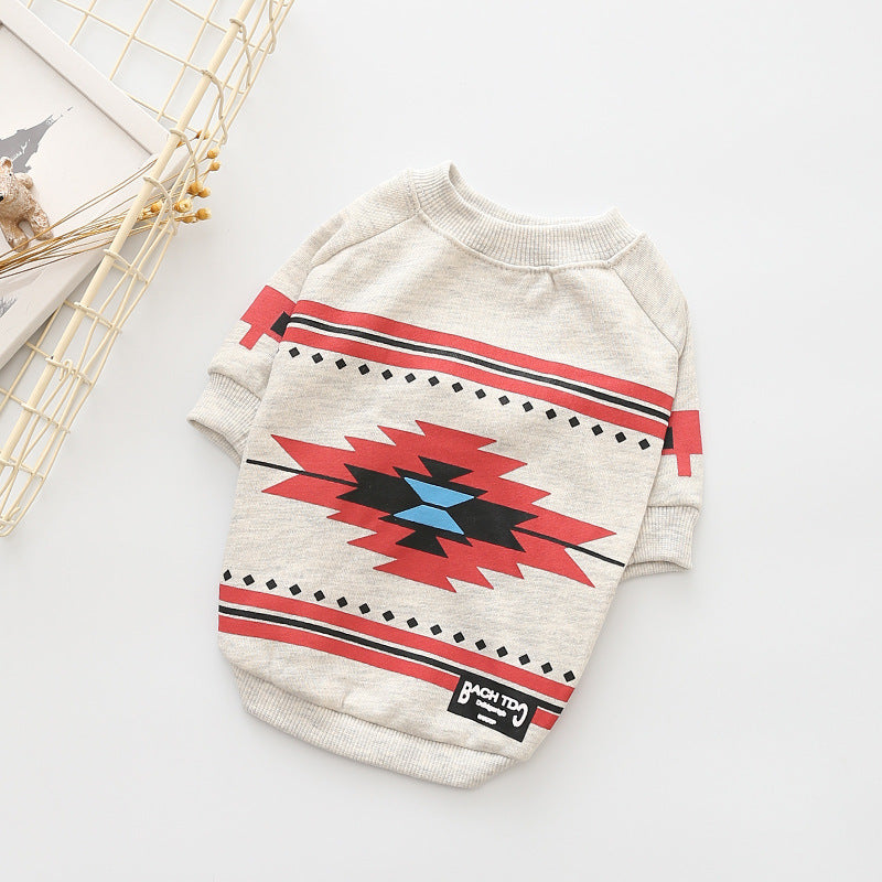 Plush print pet clothes