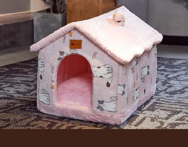 Foldable Dog House Pet Cat Bed Winter Dog Villa Sleep Kennel