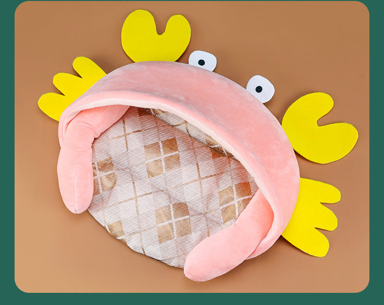 Cute Cat Nest Basket Plush Pet House Beds Summer Cooling Mat Puppy