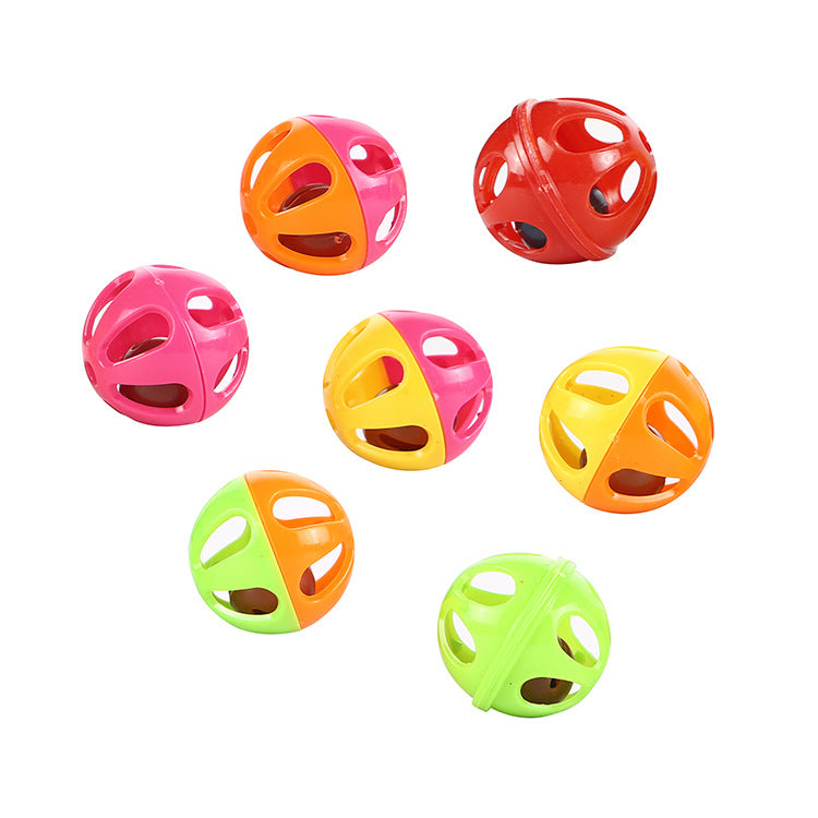 Cat toy plastic two color bell toy ball