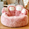 Dog Bed Cat Mat Round Large Pet House Long Plush Deep Sleeping Warm Bear Paw Shape Super Soft Cushion Calm Beds