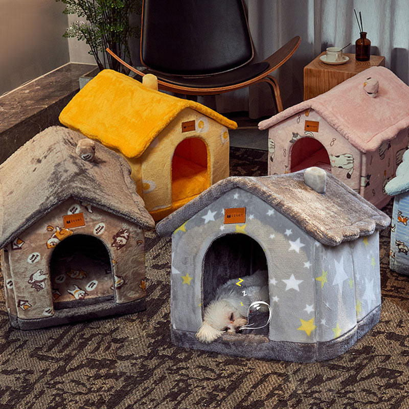Foldable Dog House Pet Cat Bed Winter Dog Villa Sleep Kennel