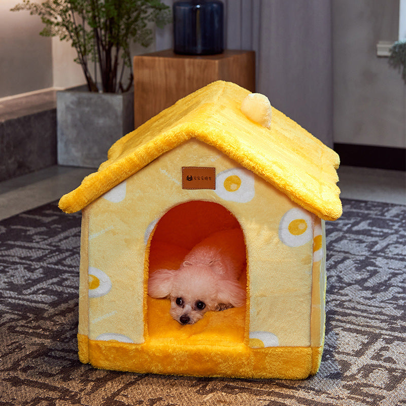 Foldable Dog House Pet Cat Bed Winter Dog Villa Sleep Kennel