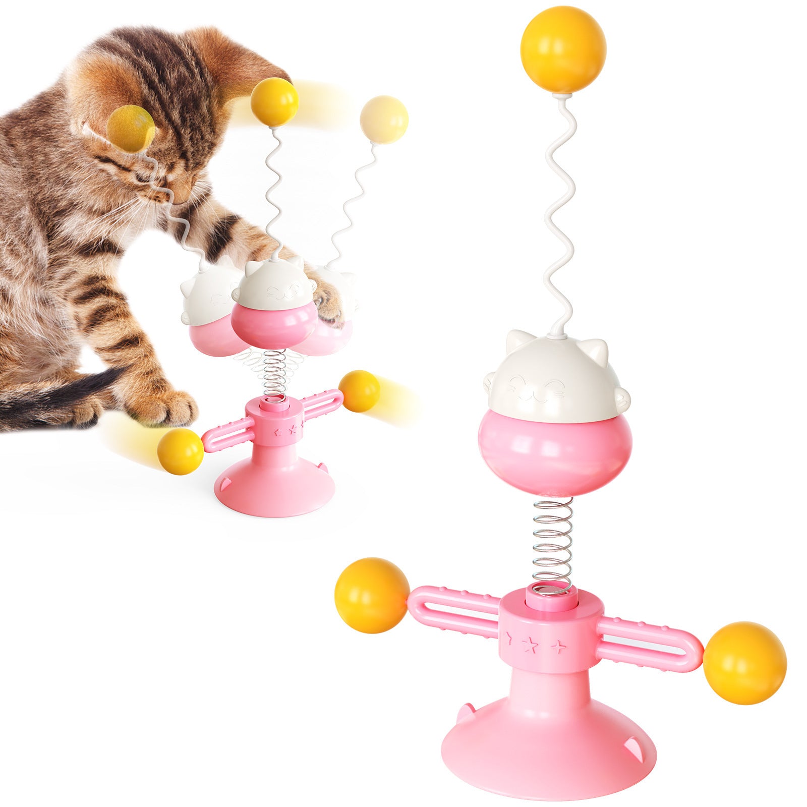 New Pet Cat Toy Spring Turntable Ball
