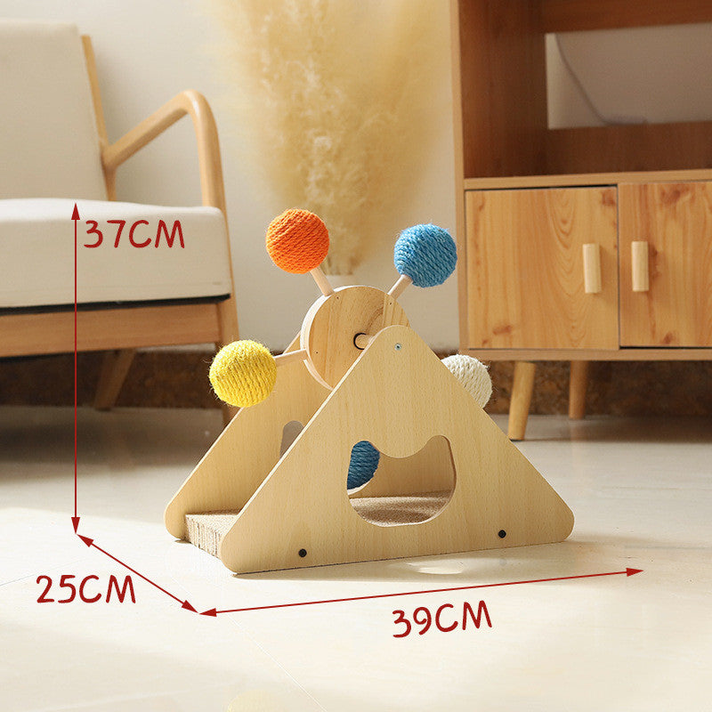 Solid Wood Rotary Table Cat Scratch Board Sisal Hemp